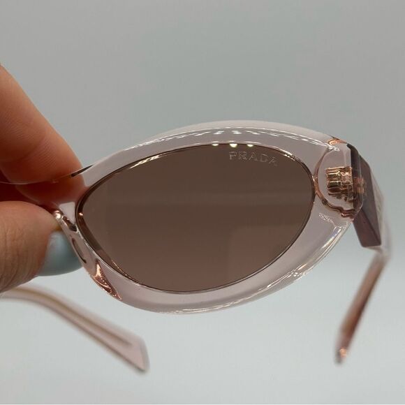 BRAND NEW PRADA Symbol PR26ZS 19Q10D Transparent Peach/Light Brown Sunglasses - Picture 4 of 14